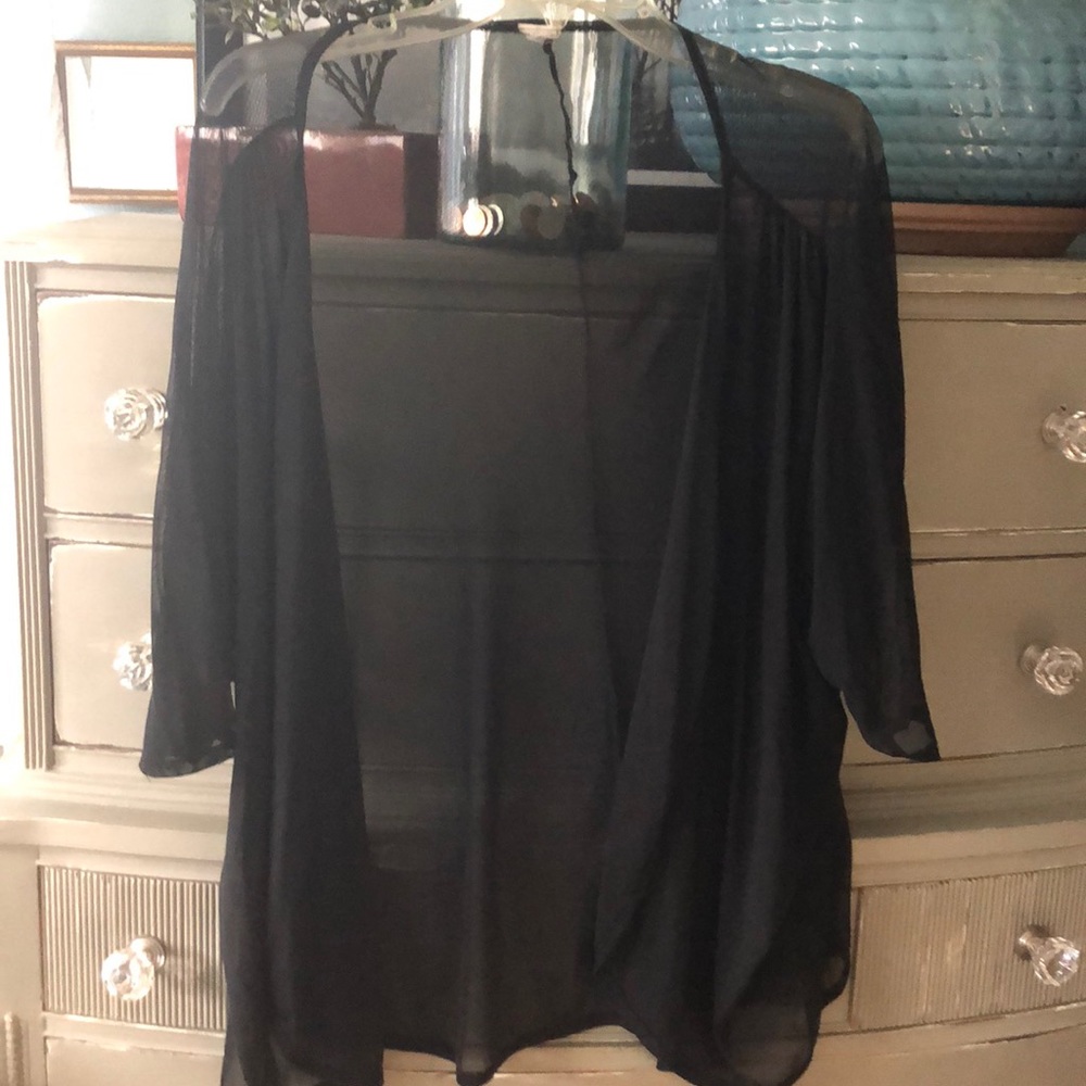 Black sheer batwing kimono type top